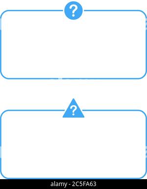Notification messages question or information icon set. Blue rounded frame with question mark sign isolated vector illustration. Stock Vector