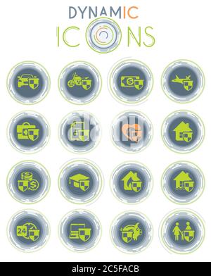 insurance dynamic icons Stock Vector