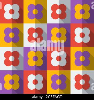 Flowers in flat icon style. Abstract seamless vector background. Stock Vector