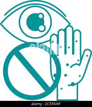 covid 19 coronavirus, avoid touching eyes, prevention outbreak disease pandemic vector illustration line design icon Stock Vector