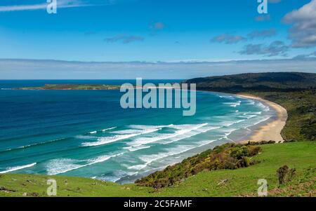 Lookout, Florence Hill Lookout, beach Tautuku Bay, The Catlins, Southland Region, Southland, New Zealand Stock Photo