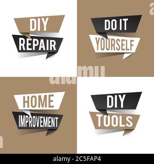 DIY. Modern design do it yourself concept text on speech bubbles. Vector illustration Stock Vector