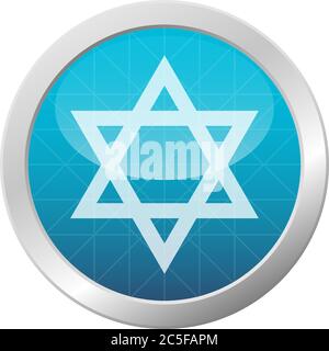 Star of David icon Jewish tradition symbol isolated Israel national sign white and light blue vector illustration Stock Vector