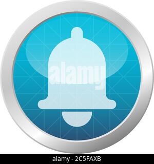 Alarm clock bell icon illustration mobile phone reminder notification light blue circle button isolated vector Stock Vector