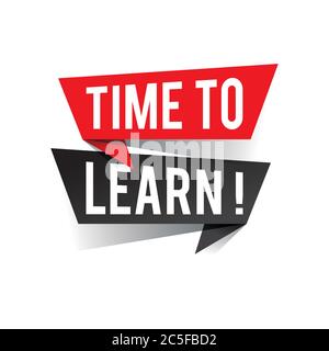 Modern design time to learn text on speech bubbles concept. Vector illustration Stock Vector