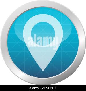 Location Pin Icon GPS Pointer Travel Marker Symbol Light Blue Shiny Circle Button Vector Illustration Stock Vector