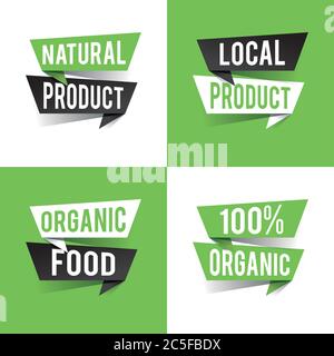 Modern design healthy bio food concept text on speech bubbles.  Vector illustration Stock Vector