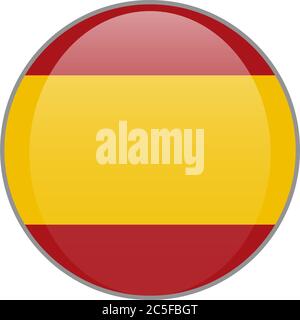 The national Spanish flag round glossy icon. Spain badge Isolated on white background. Stock Vector