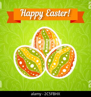 Easter card - patterned egg on bright background. Abstract vector illustration. Stock Vector