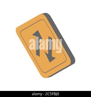 Road Sign on white background. Vector illustration in trendy Isometric style. EPS 10 Stock Vector