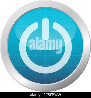 Power button icon electric energy switch on light blue shiny circle frame vector illustration Stock Vector