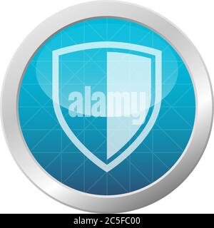 Security Royal Shield Icon Firewall Strong Protection Symbol On Light Blue Shiny Circle Illustration Stock Vector
