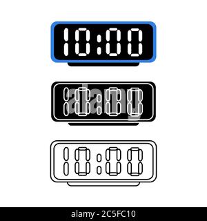 Digital Table Alarm Clock on white background. Vector illustration in trendy flat style. Stock Vector