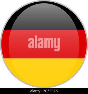 The national German flag round glossy icon. Germany badge Isolated on white background. Stock Vector