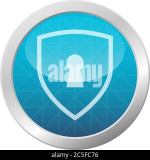 Keyhole Lock Shield Icon Password Web Security Light Blue Shiny Circle Button Vector Illustration Stock Vector