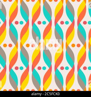 Design elements - colorful waves and dots. Seamless background. Vector illustration. Stock Vector