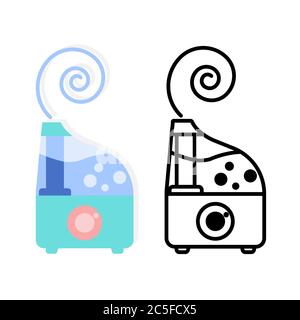 Healthy Humidifier air diffuser in trendy flat style isolated. Purifier microclimate ultrasonic home. Vector illustration. Stock Vector