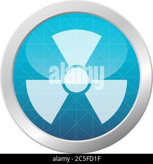 Radioactive Danger Sign. Toxic Nuclear Waste Warning Symbol On Light Blue Shiny Circle Vector Illustration Stock Vector