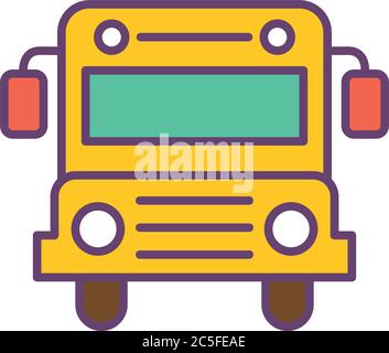 School bus line and fill style icon design, education class lesson knowledge preschooler study learning classroom and primary theme Vector illustration Stock Vector