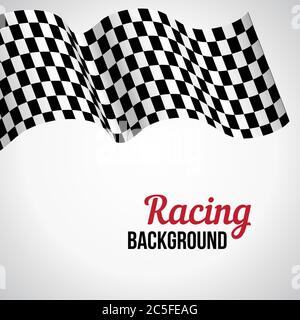 Background with black and white checkered racing flag. Vector illustration. Stock Vector