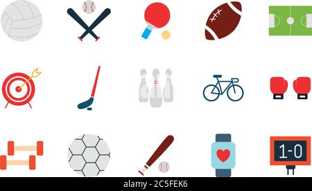 flat style icon set design, Sport hobby competition and game theme Vector illustration Stock Vector