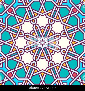 Intricate moorish eastern pattern. Seamless vector background. Plain colors - easy to recolor. Stock Vector