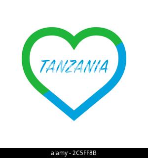 Tanzania flag in heart. I love my country. sign. Stock vector illustration isolated on white background. Stock Vector