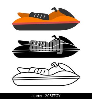Water scooter on white background. Jet ski for water sport, water transport. Vector illustration EPS 10. Stock Vector