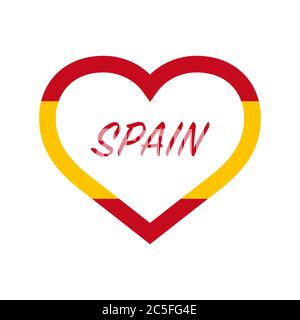 Spain flag in heart. I love my country. sign. Stock vector illustration isolated on white background. Stock Vector