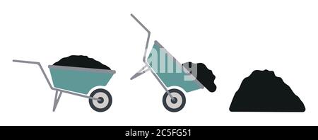 Coal mine trolley on white background. Mine Cart trendy flat style for graphic design, web-site. Vector illustration EPS 10. Stock Vector