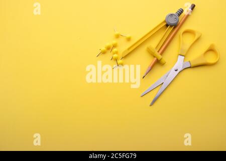 Office supplies. Background for subjects related to school, graphics and drawing Stock Photo