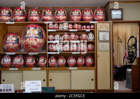 Daruma dolls sold  at the Shōrinzan Daruma-ji Temple. Takasaki, Japan. Stock Photo