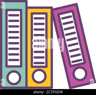 Files line and fill style icon design, Document data archive storage organize business office and information theme Vector illustration Stock Vector