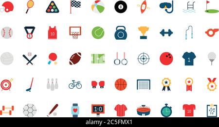 flat style icon set design, Sport hobby competition and game theme Vector illustration Stock Vector