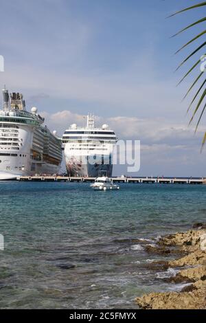Cruise ship at pier or port of call  for your famil vacation. Stock Photo