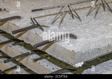 Close up picture of precast girder slab in production Stock Photo
