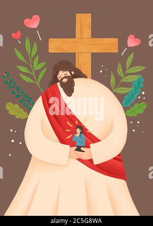 Jesus christ catholic religious, Jesus with children illustration 007 Stock Vector