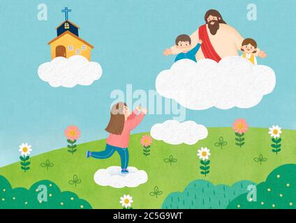 Jesus christ catholic religious, Jesus with children illustration 012 Stock Vector