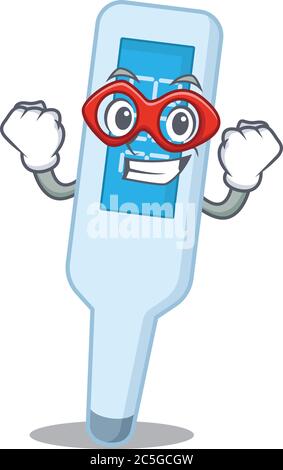 A cartoon mascot of digital thermometer in a fantastic Super hero character Stock Vector