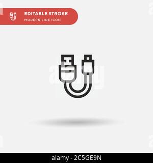 Usb Cable Simple vector icon. Illustration symbol design template for web mobile UI element. Perfect color modern pictogram on editable stroke. Usb Cable icons for your business project Stock Vector