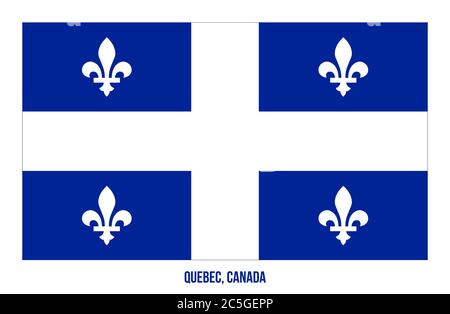 Quebec Flag Vector Illustration on White Background. Provinces Flag of Canada. Correct Size, Proportion and Colors. Stock Vector