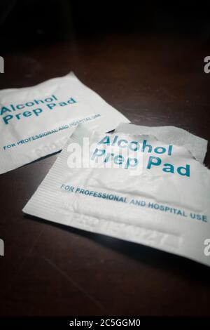 alcohol swab, isolated, used to sterilized skin area prior to injection ...