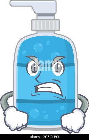 A cartoon picture of hand wash gel showing an angry face Stock Vector