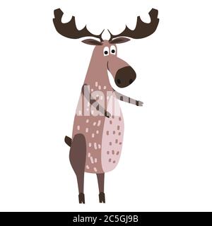 Cute Moose, forest animal, suitable for books, websites, applications, trend style graphics, vector, illustration, isolated, cartoon style Stock Vector