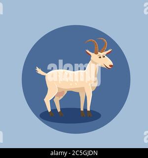 Cute goat vector illustration isolated. Farm animal goat cartoon character. Stock Vector