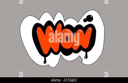 vector graphic word - wow, lettering, sticker Stock Vector