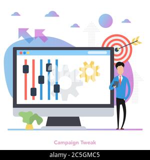 Vector square concept of Campaign Tweak in flat style Stock Vector