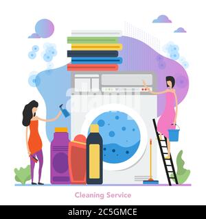 Vector square concept of cleaning service in flat style Stock Vector