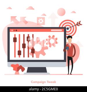 Vector square concept of Campaign Tweak in flat style Stock Vector