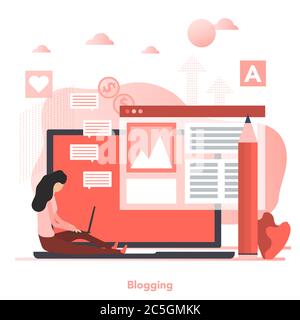 Vector square concept of Blogging flat illustration Stock Vector